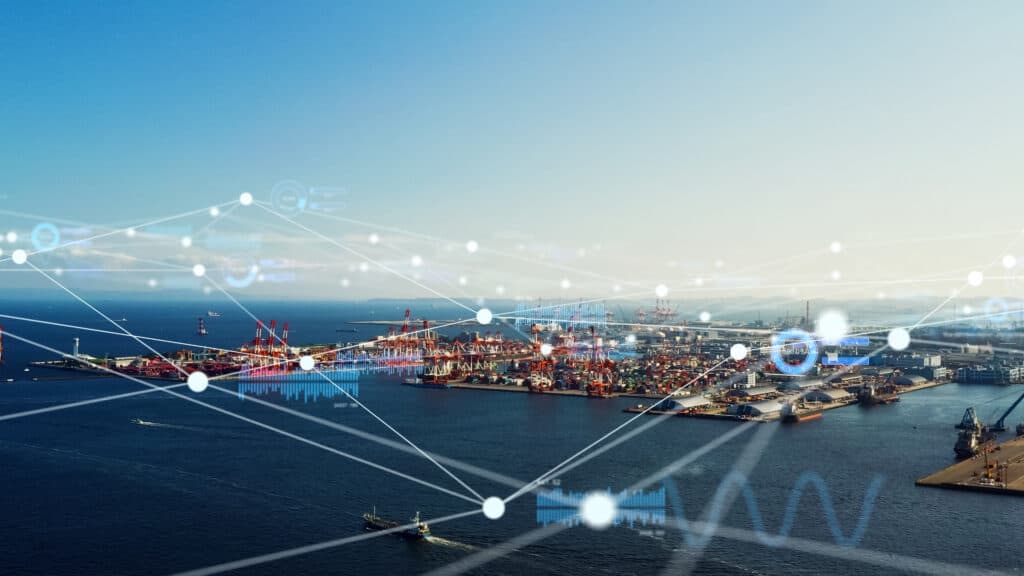 Logistics,And,Technology,Concept.,Iot,(internet,Of,Things).,Communication,Network.